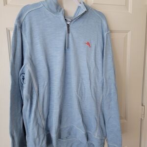 Tommy Bahama Men's Light Blue Quarter-Zip Sweater